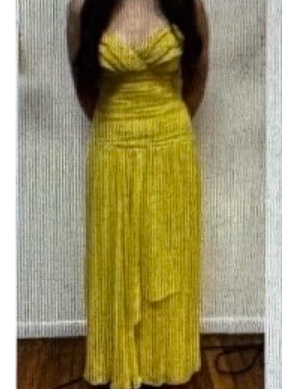 Nicole Miller Yellow & metallic gold gown gorgeous but needs cleaning (OLCC)